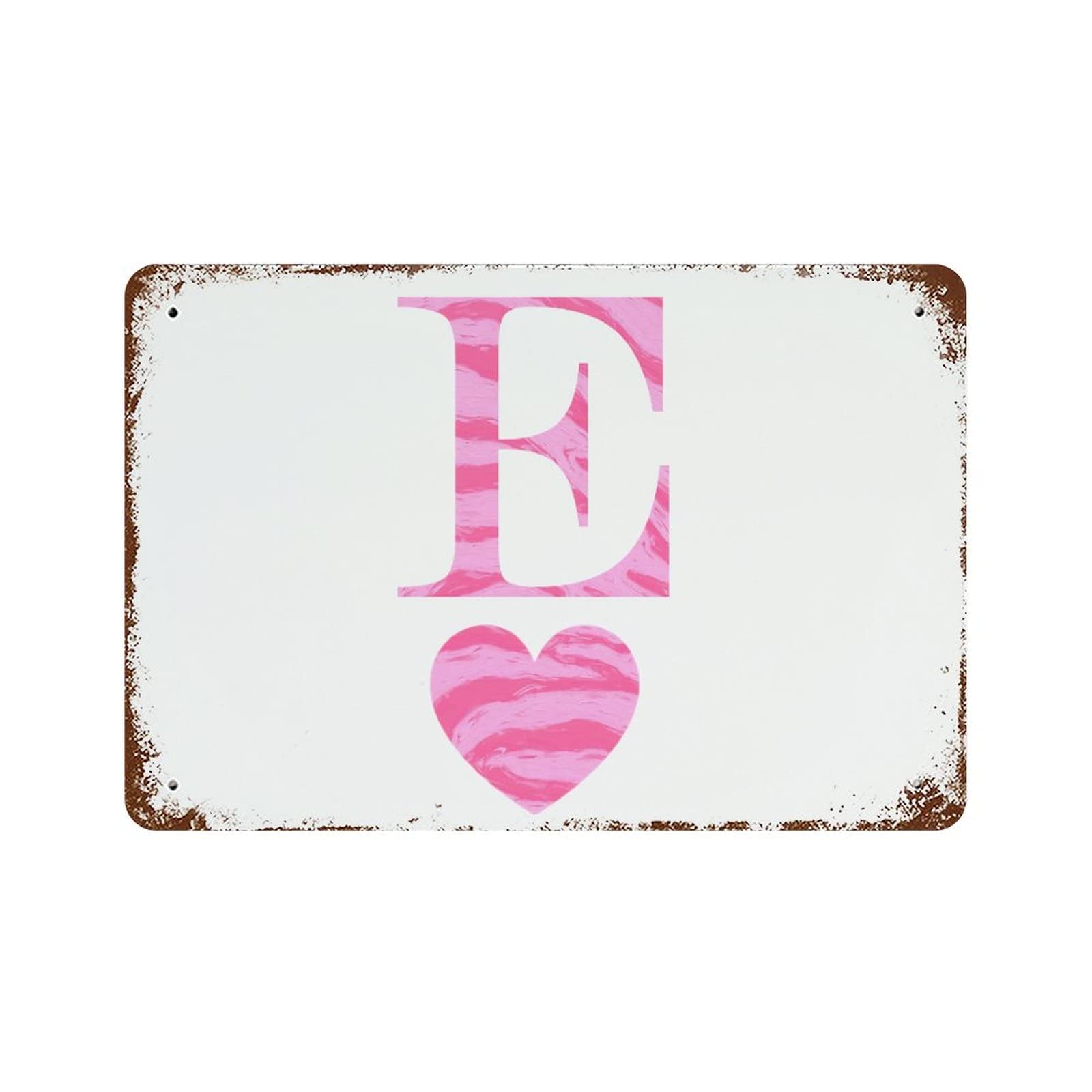 Cadeau pour couples plaque métal cœur initiale E pour décoration de cuisine