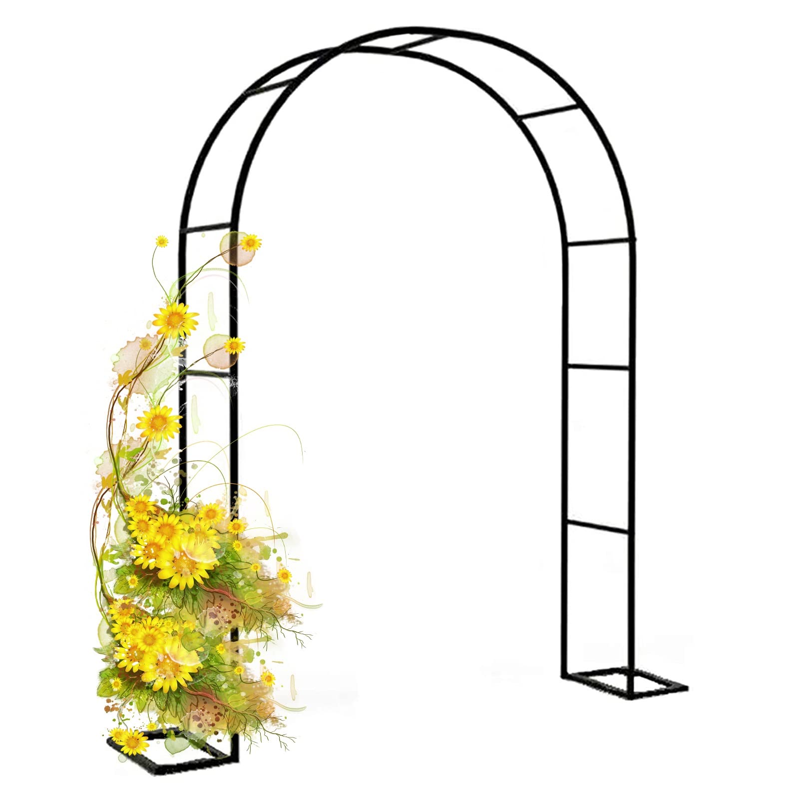 Arco de jardín de metal negro resistente de 120 x 220 cm para rosas y plantas trepadoras