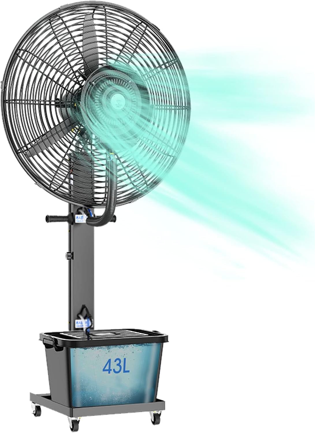 JKJZSALJ 90°Oscillating Fan With Mister,Misting Fan With 12 Gallon Large Capacity Tank,Industrial Outdoor Patio Garage Cooling Fan,81cm