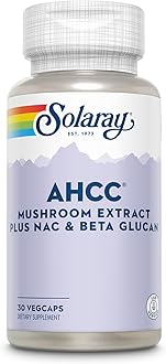 SOLARAY AHCC Mushroom Supplement Plus NAC and Beta Glucan - Mushroom Complex for Powerful Wellness Support - 60-Day Guarantee, Lab Verified - 30 VegCaps, 30 Servings