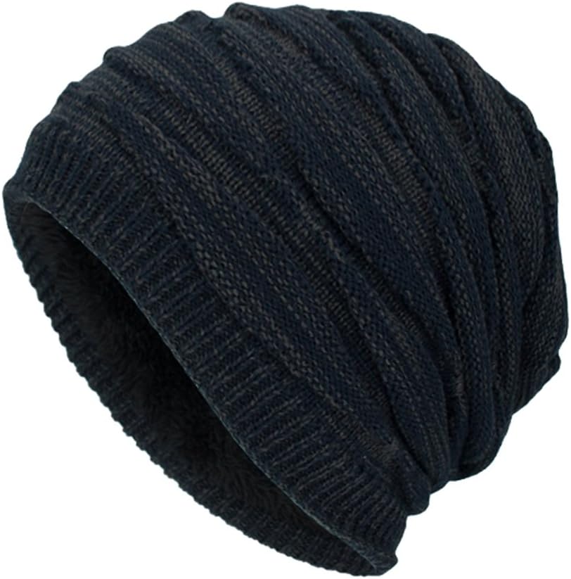 DD UP Winter Beanie Hat Men Warm Knit Long Slouch Skull Cap Thermal with Soft Fleece Lining