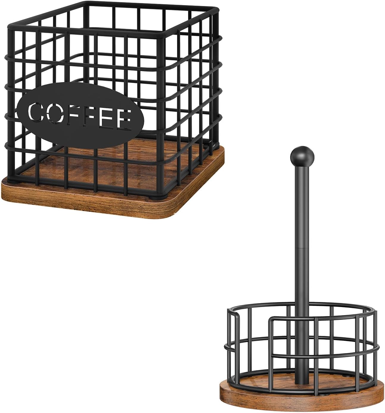 Coffee Pod Holder for K Cup, Coffee Pod Organizer, Paper Towel Holder, Kitchen Paper Towel Holder for Countertop, KH10BR-CJ05BR