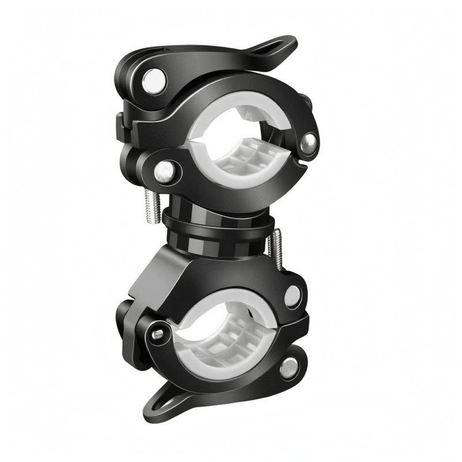 Ojiva® Quick-Release twinClamp Light Bracket Angle Adjustable 360 Degree Bike Light Mount Anti-Slip Rotating Bike Lamp Clamp Rubber-Padded, Blk Wht 360 Parallel|Cameras & Photo-image-38