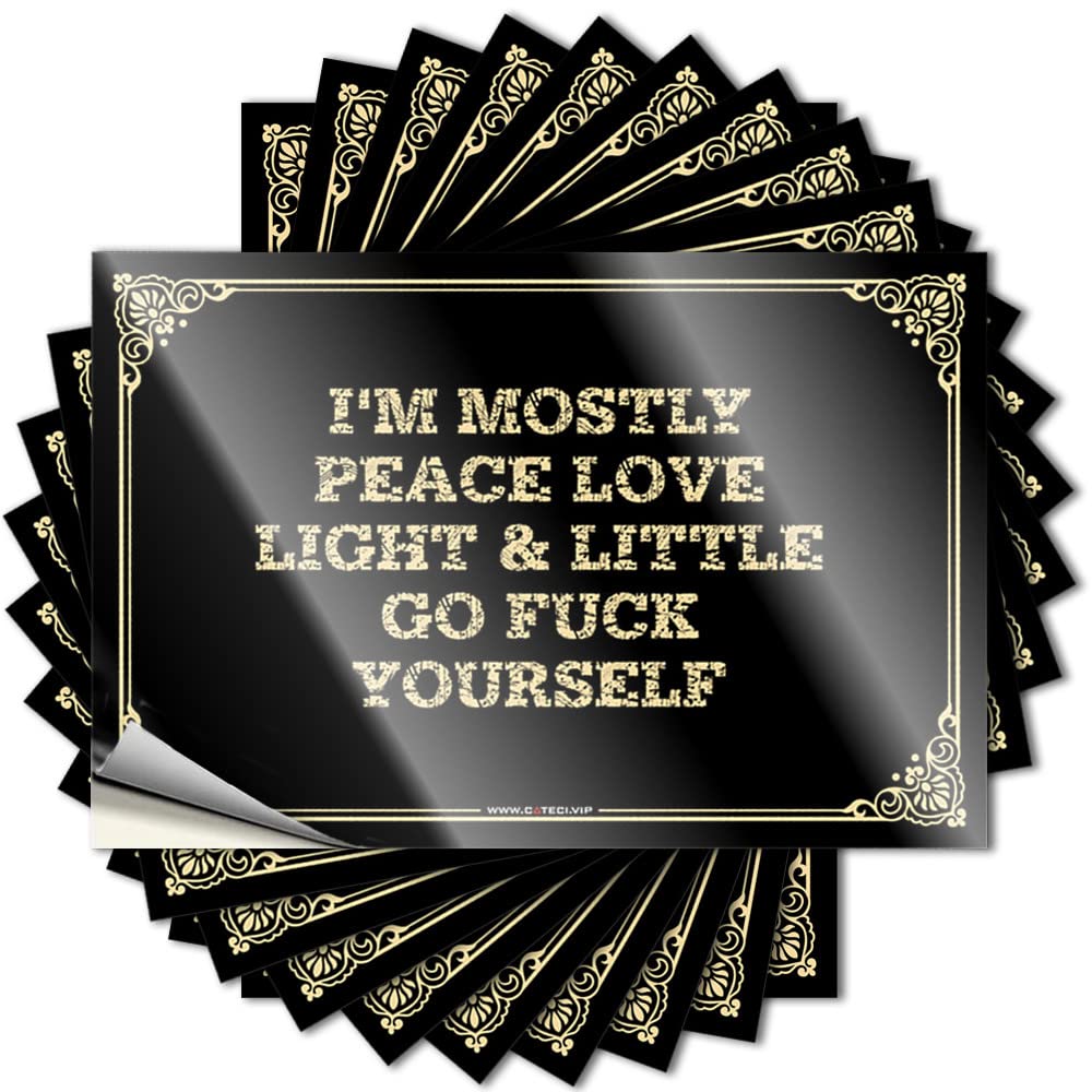 I'm Mostly Peace Love Light & Little Go F Yourself Bumper Sticker Funny Toolbox Stickers (6x9cm)