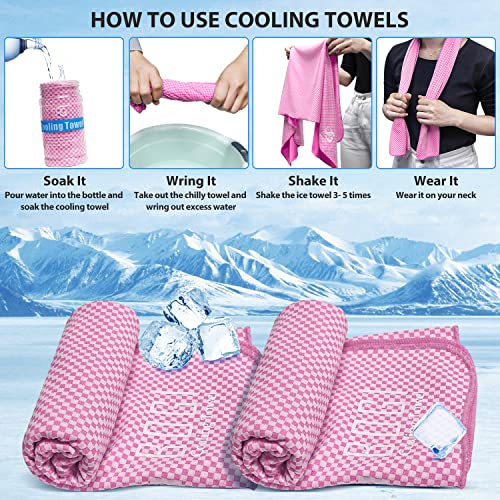 Bogi Cooling Towel, Cooling Towels For Neck And Face-40"X12"-Ice Towel For Instant Cooling, Soft Breathable Chilly Towel, Stay Cool For Yoga, Sport, Gym, Workout, Camping & More Activities (Pink) #TOP4