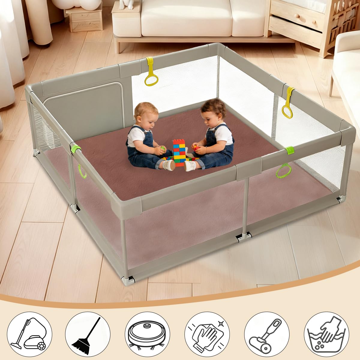 Tappeto Gioco Bambini Acolchado 3 cm Extra Spesso, Antiscivolo, Ideale per Pavimenti e Box Neonato, Palestra Neonati, Tappeto Tummy Time Neonati, Regalo Neonato Marrone caffè 130 x 190 cm