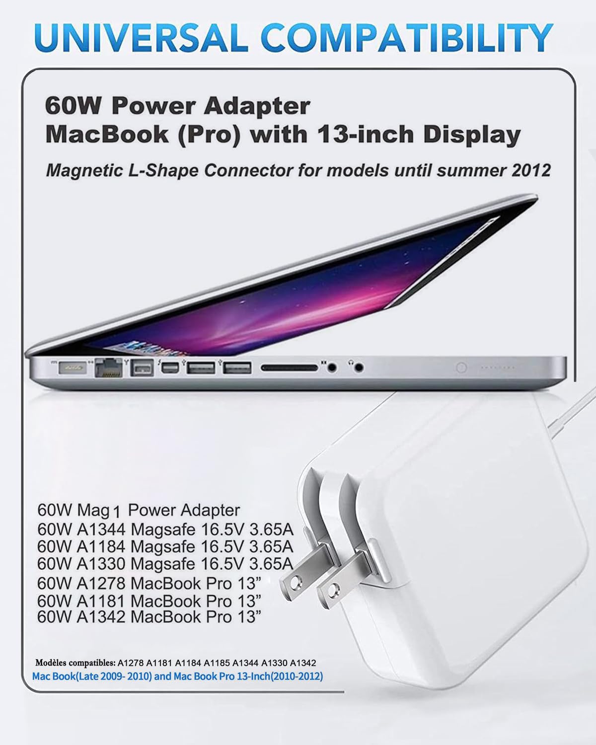 Amazon.com: 60W Mac Book Pro Charger, Mag 1 Power Adapter