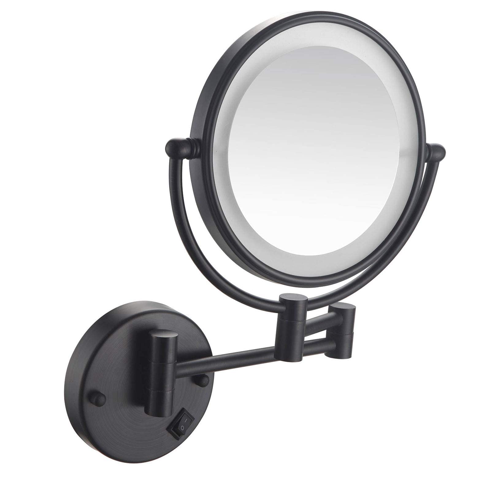 Miroir de maquillage mural avec lumières LED noir pivotant double face