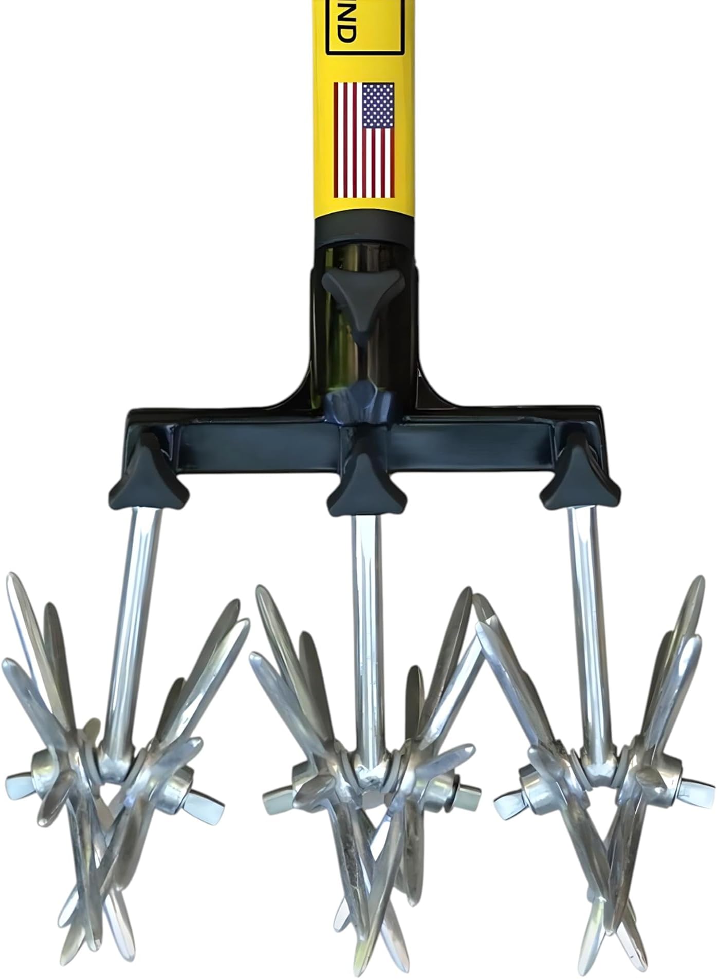 Rotary Cultivator Tool - 60” Extra Long Handle - Reinforced Tines - Reseeding Grass or Soil Mixing - All Metal, No Plastic Structural Components - Cultivate Easily