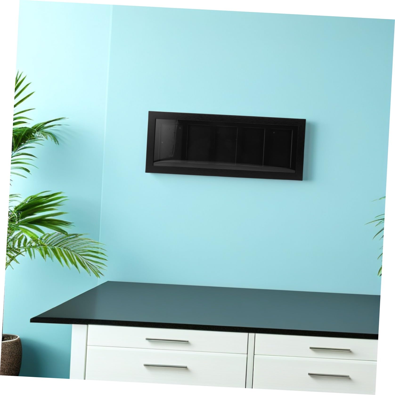 Card Display Box con 5 Scomparti, Cornice per Carte Collezionabili, Fibra di Legno Nero, Soluzione Salvaspazio per Card Display Wall