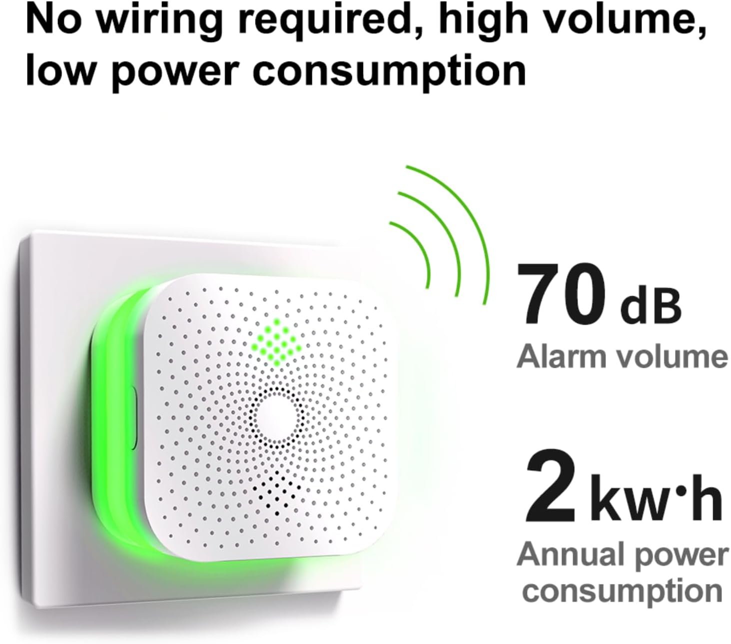 Natural Gas Detector for Home and Kitchen, RV Methane Gas Leak Detectors with Visible and Audible Alarm, Plug-in Installation, White - Image 2