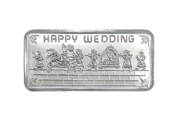 999.9 Silver Purity 100 grams Happy Wedding Silver Bar/Coin with Fancy Classic Gift Box Package