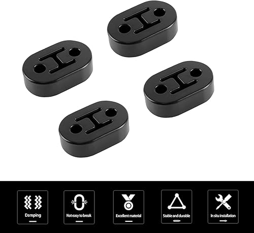 Miniatura 6 de gunhunt Suspensión de goma de escape de 2 agujeros, 4 piezas, silenciador de alta densidad, soporte de tubo de escape ajustable, aislador de buje