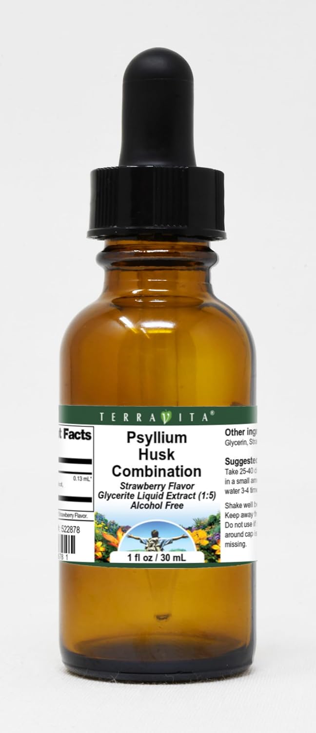 Terravita Psyllium Husk Combination Glycerite Liquid Extract (1:5) - Strawberry Flavored (1 oz, ZIN: 522878) - 3 Pack