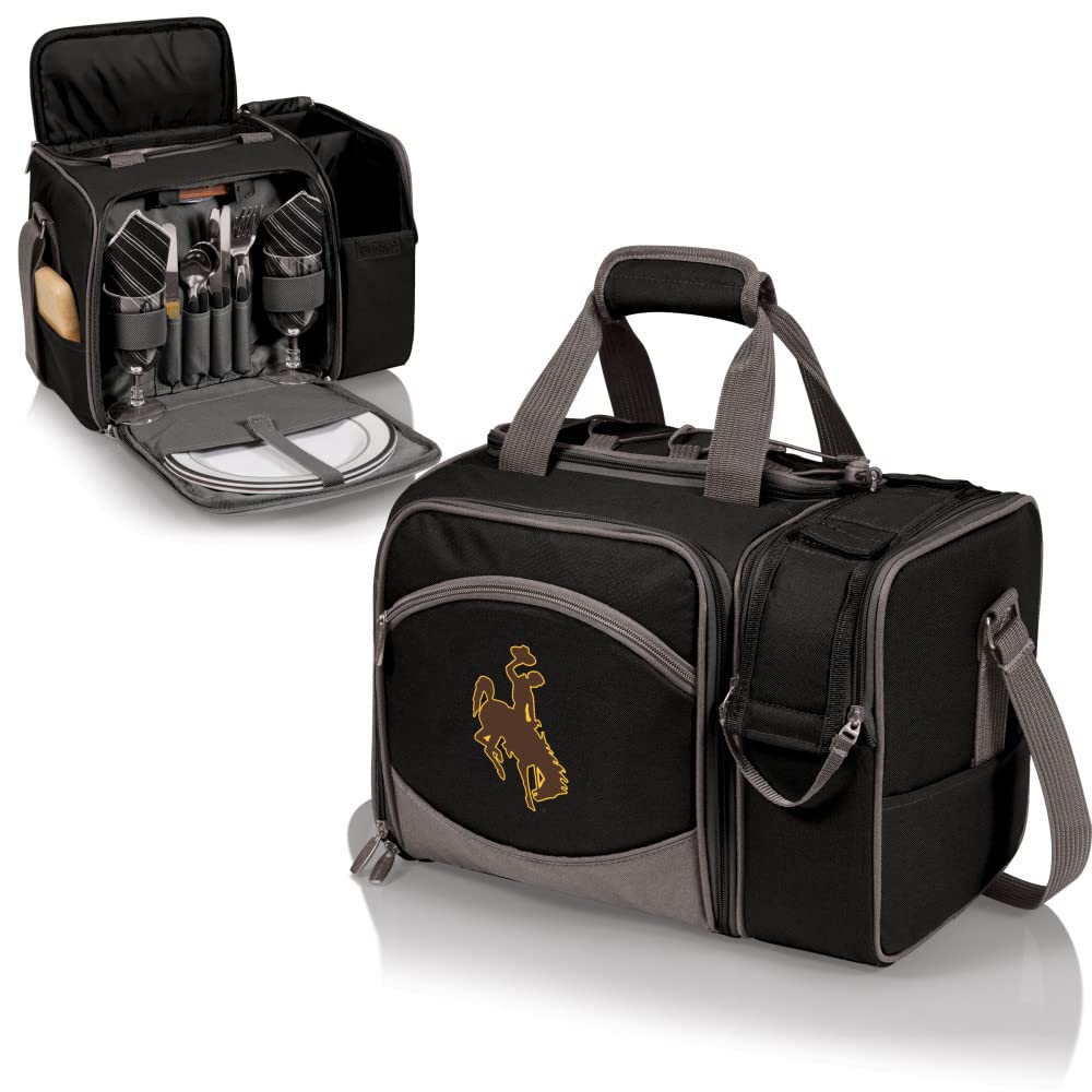Picnic Time Malibu - Bolsa térmica para Picnic (14,5 x 10,5 x 9 cm), Color Negro con Detalles Grises