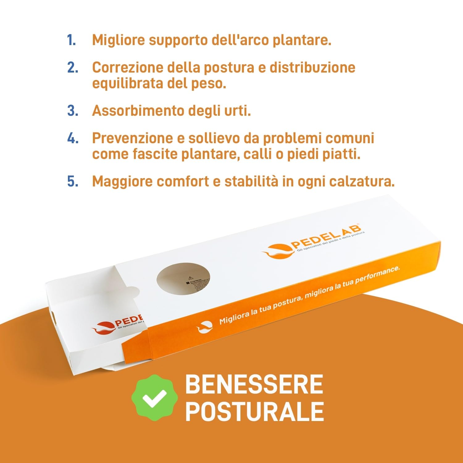 Pedelab Plantare Ortopedico Sportivo Sport Running, Misure M 39-40 | Plantari per Corridori e Atleti con Supporto Arco Plantare, Articolazioni e Tallone | Plantare per Spina Calcaneare in Microfibra