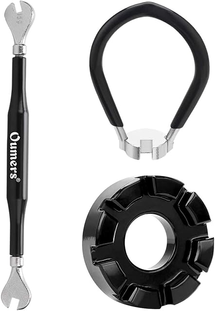 Oumers 3 Pack of Bike Spoke Wrench Kit, Forged Steel Bike Rim Correct Tool Bicycle Spoke Tool-Black