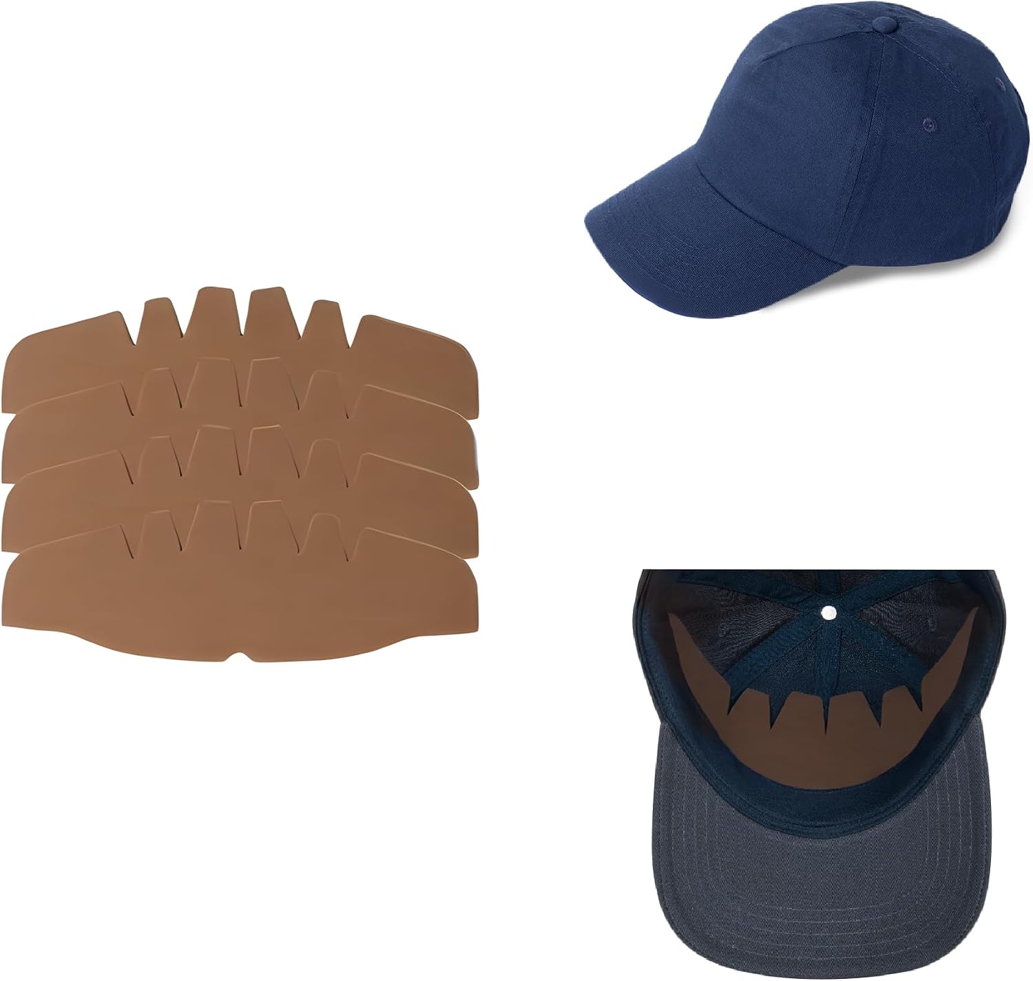 Shapers Image 4 Count Baseball Crown Shaper Inserts for Fitted Caps Snapback Hats, Washable Reusable Liners