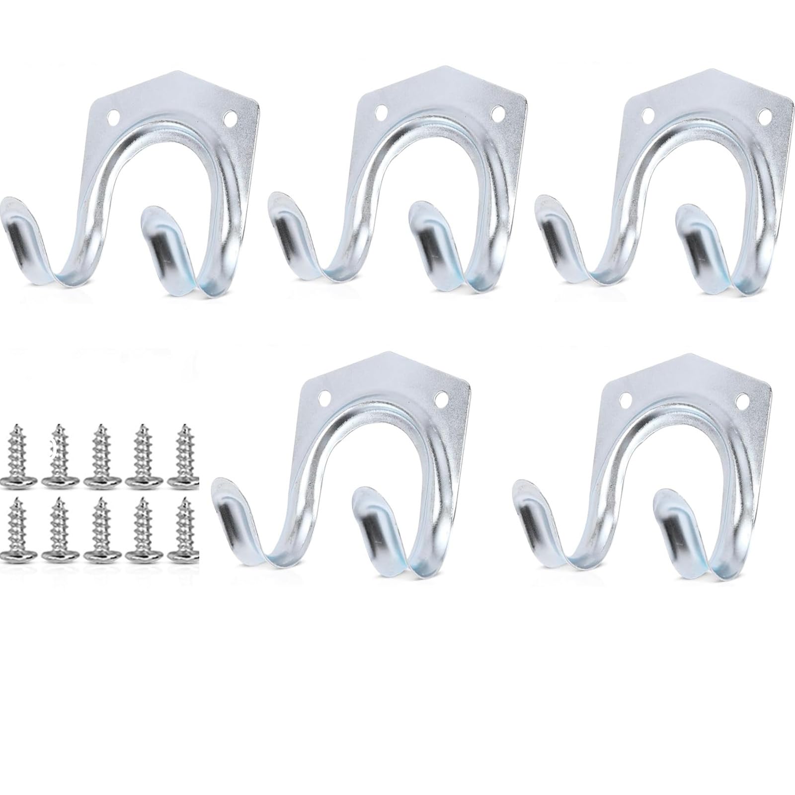 AUFIKR Double Hooks Heavy Duty Multi-Tool Hooks Hangers, Wall Mount Anti-Slip Double Hooks for Warehouse Garage, Sheds, Garden Tools