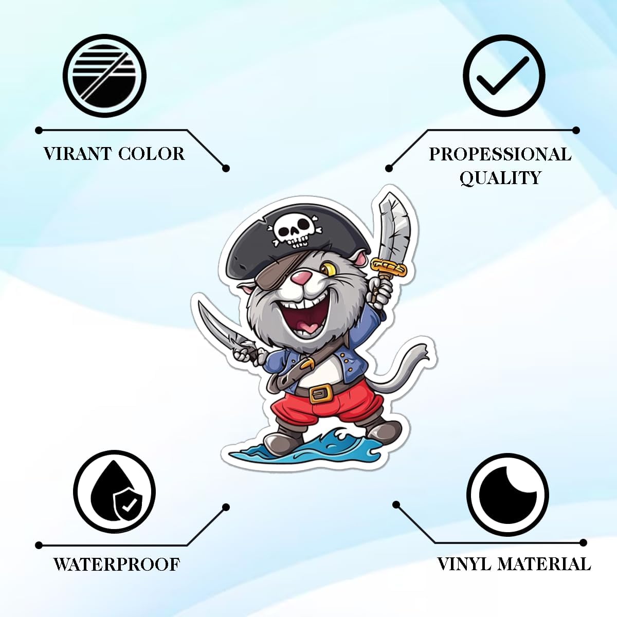 64pcs Pirate Animal Stickers for Kids Waterproof Decals for Water Bottles Laptop Luggage Computer Scrapbooking Teens Adults Girls Kids Funny Party Birthday Decorations - Image 4