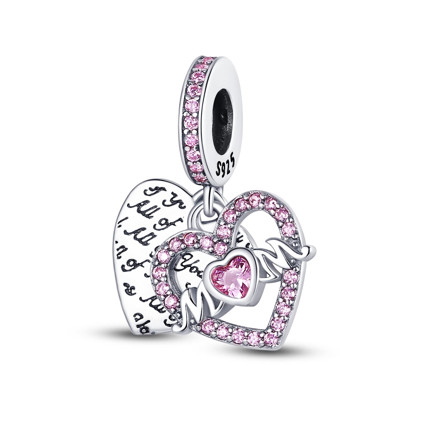 KUNSIR Charm Anhänger Damen 925 Sterling Silber für Armband Charms Beads passend für Pandora Armband und Halskette, Kompatibel mit Europäischen Armbänder für Frauen Mädchen C1