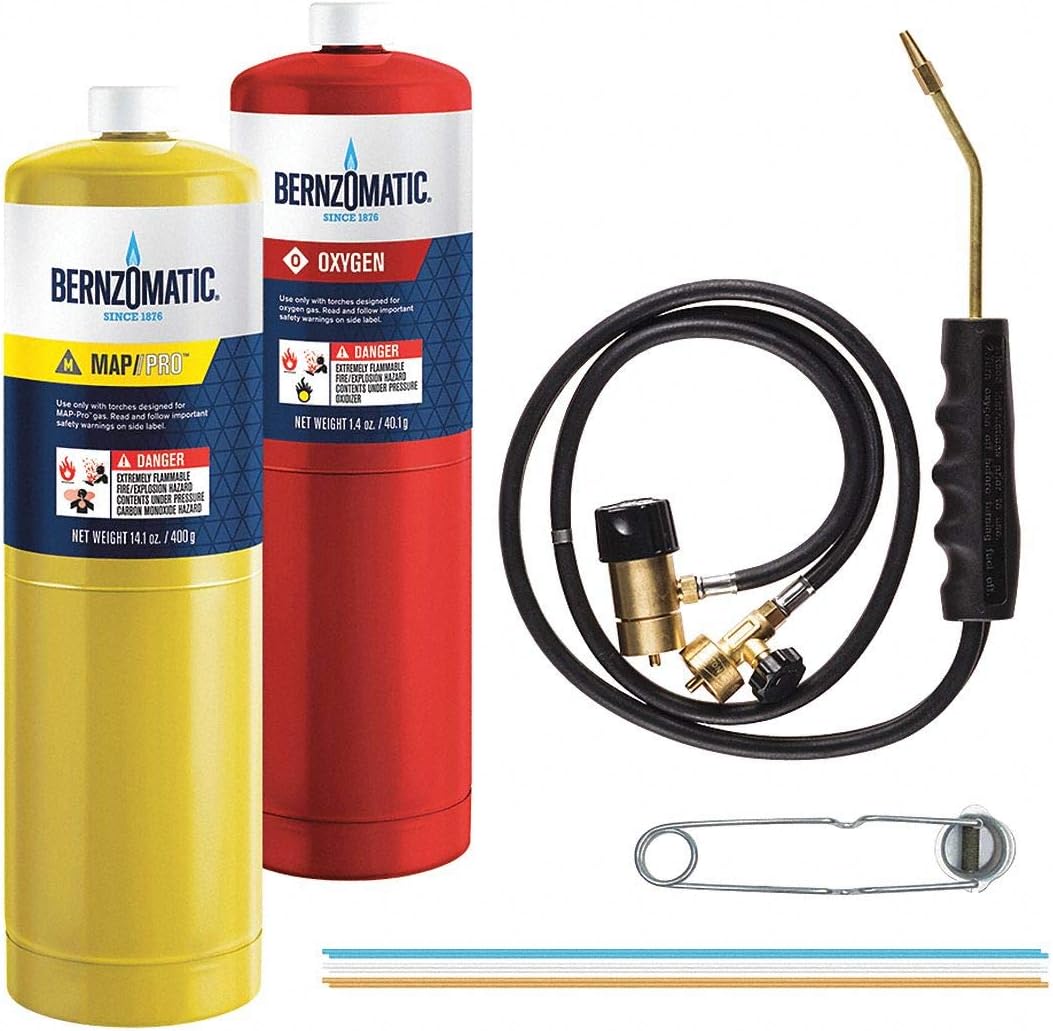 BERNZOMATIC Torch Kit w/Cylinder, MAPP/PRO, Self Igniting Ignitor, Pencil Flame Type
