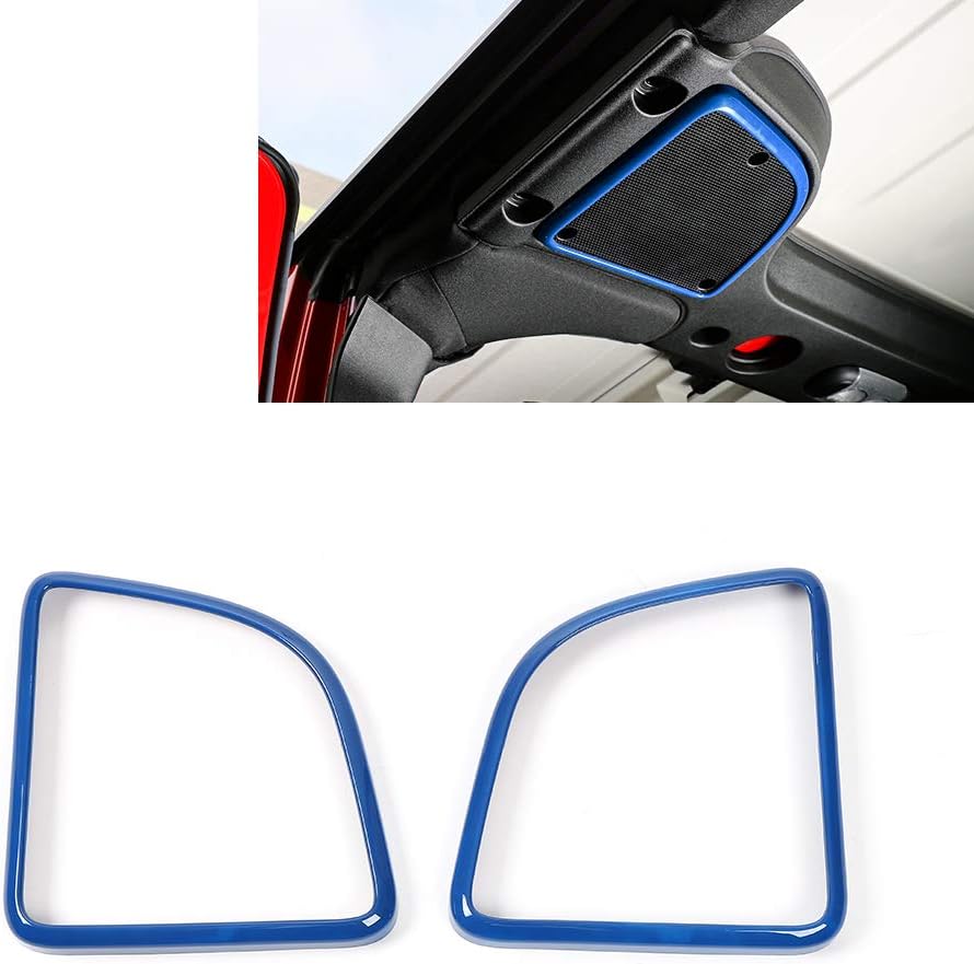 Car Roof Speaker Cover Frame Trim Interior Decoration Accessories for Jeep Wrangler JK JKU 2015-2018 (Blue)