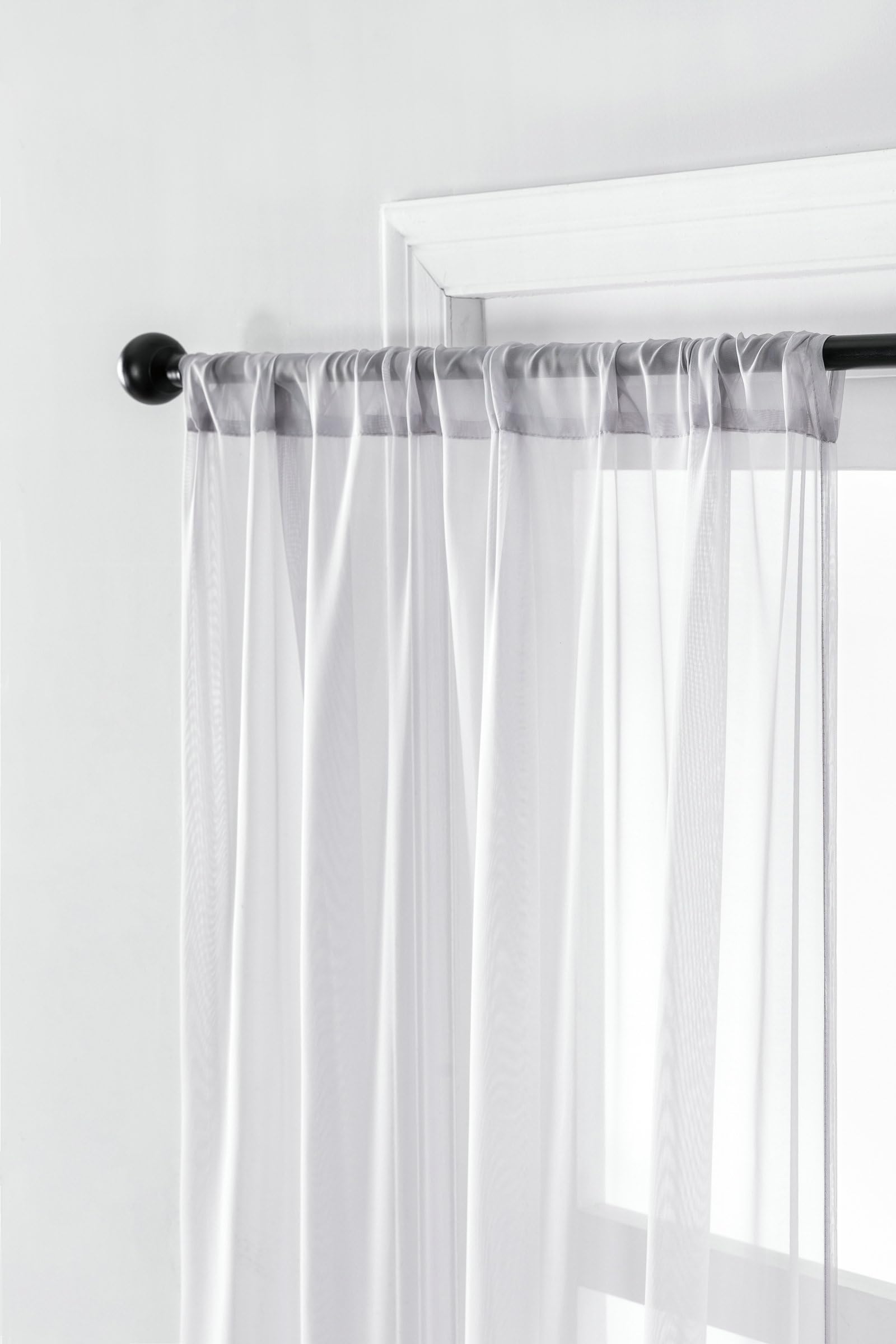 Aeici Voilage Salon, Rideau de Fenetre de Chambre 107x160 cm Rideau Lot de 2 Salon Couleur Pure Tige de Poche, Polyester, Gris Clair