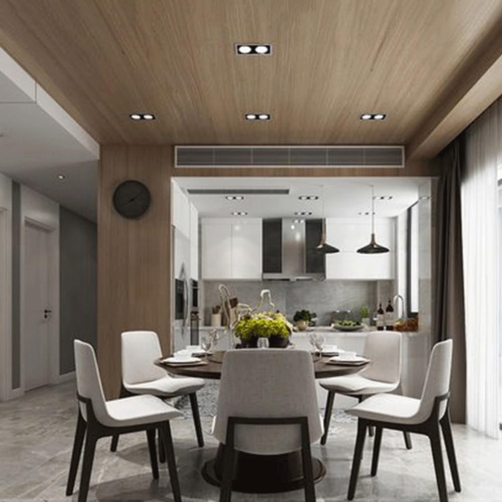 Generico Faretto da incasso a soffitto a LED a doppia testa con griglia quadrata for lampada spot da incasso for corridoio del centro commerciale(Black(18W),White light)