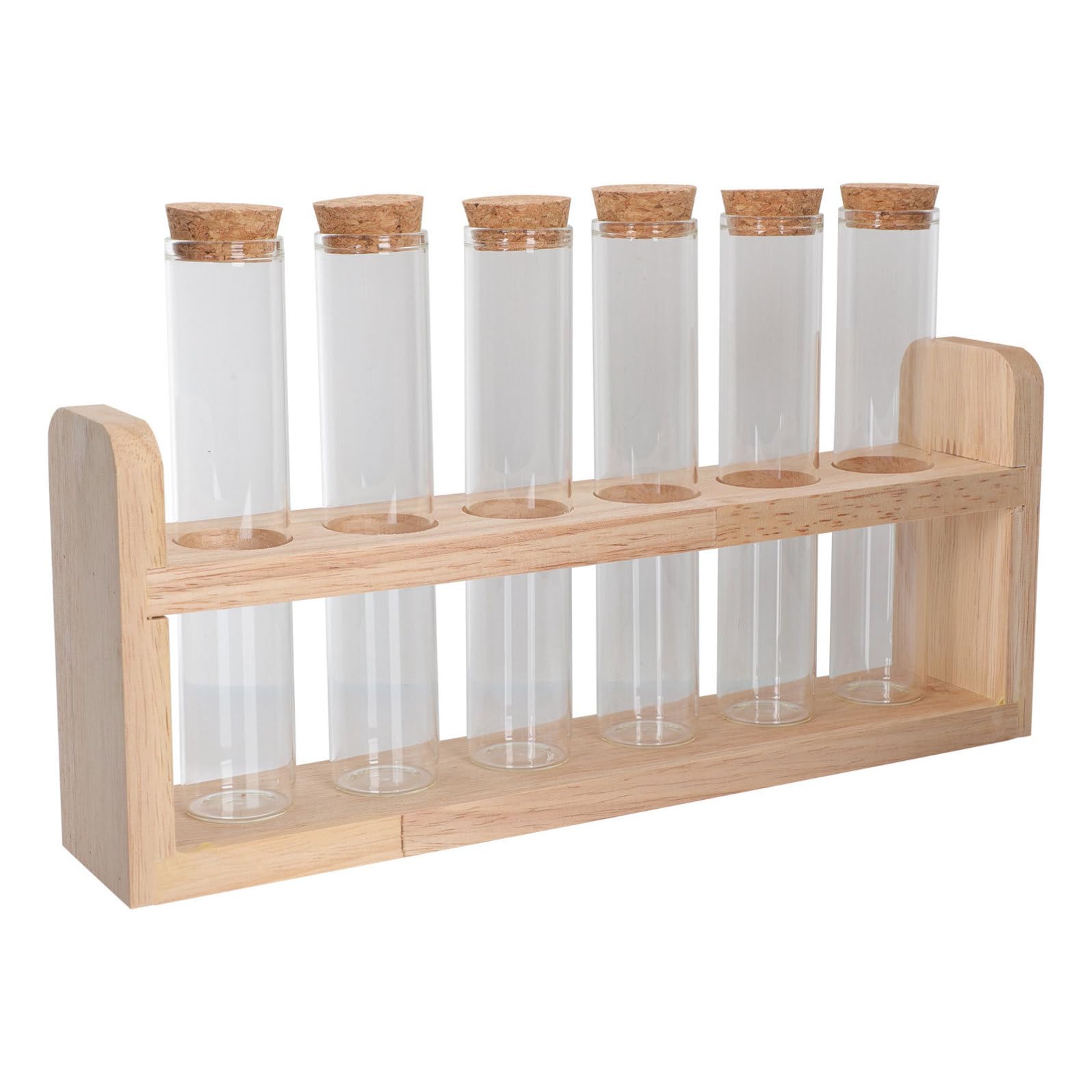 UKCOCO Porta Provette in Legno e Vetro per Cucina e Bar, Supporto Multifunzione per Conservare Ingredienti e Esporre Bicchierini Design Semplice e Chic