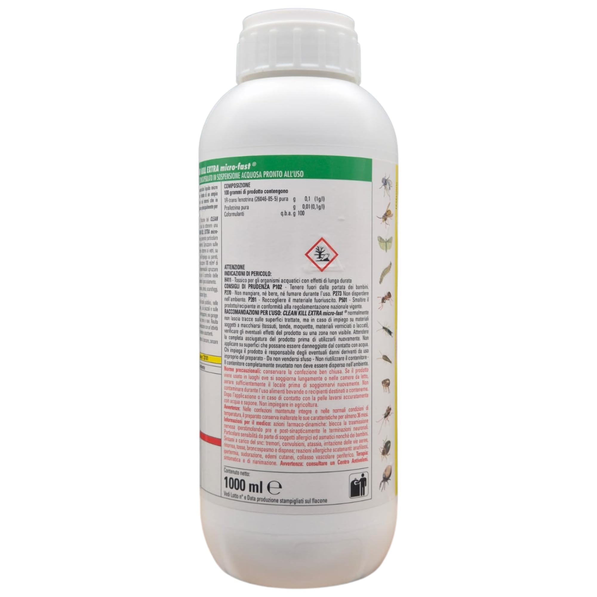 Kit Biokill Insetticida Ecologico Clean Kill Extra Micro Fast No Gas a Base Acquosa, Spray da 375ml + Ricarica da 1LT + OMAGGIO 100pz Guanti HDPE Monouso (1 Spray+1 Ric+1CF Guanti)