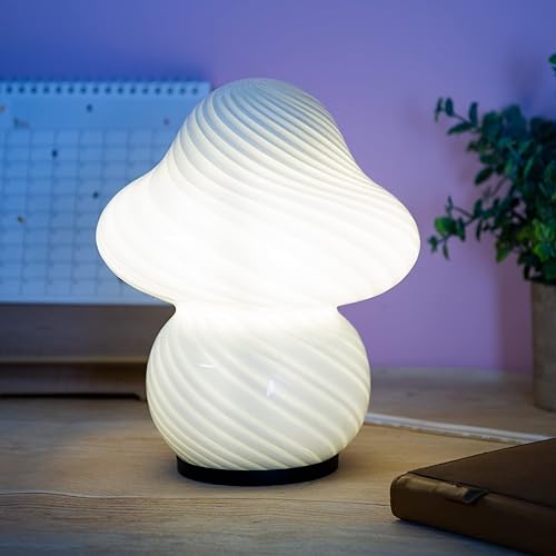 COOSA Lámpara de hongo lámpara de mesa de noche de cristal lámparas de noche bonita lámpara de escritorio pequeña para decoración del hogar estudio