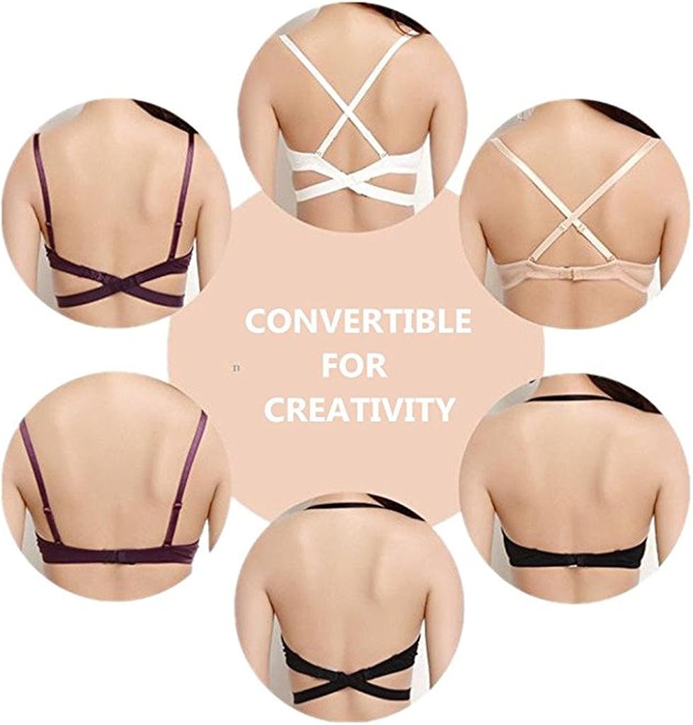 Nanier Women's Deep U Push Up Multi-Way Convertible Plunge Bra