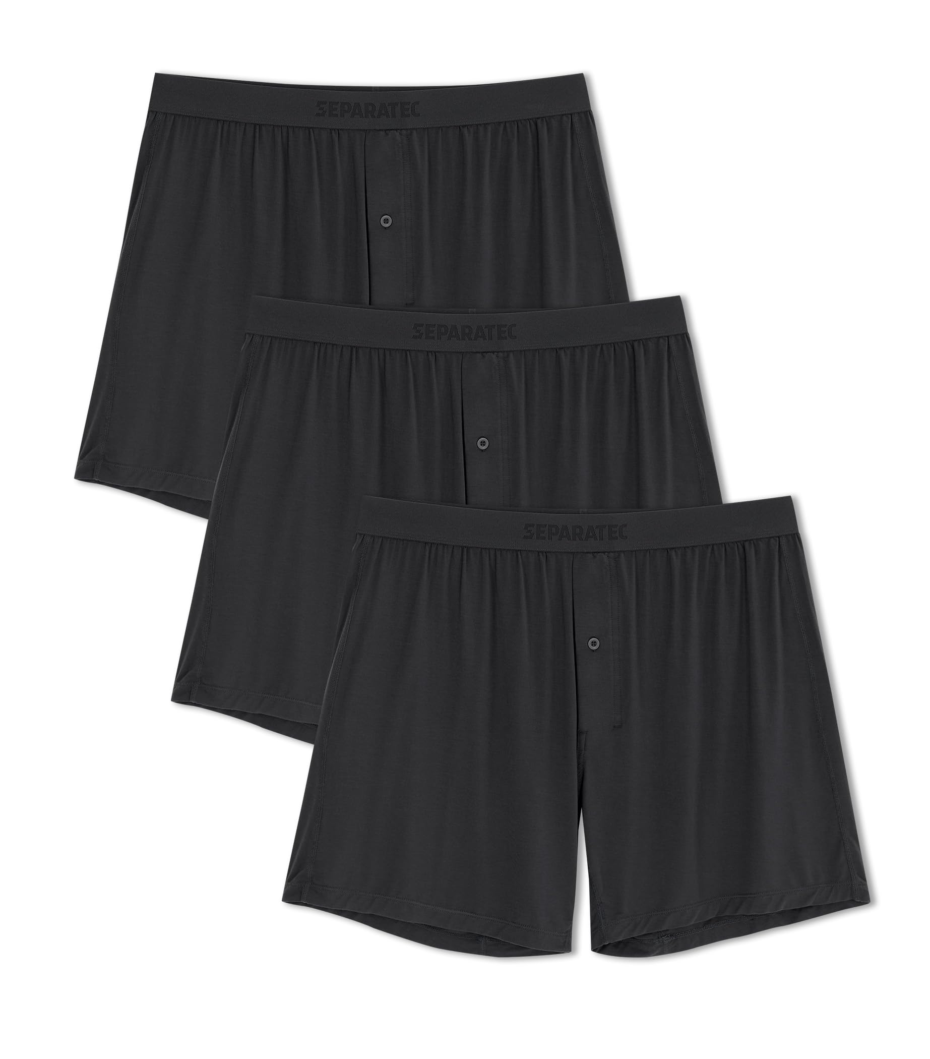Separatec Silky Soft Modal Boxers for Men 38mm Widen Waistband Breathable Loose Mens Underwear for Sleep 3-Pack