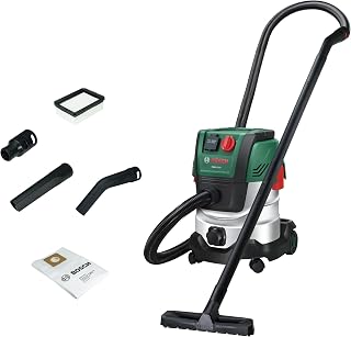 Bosch Nat- En Droogzuiger PAS20-220P (verlengbuizen (kunststof), zuigslang 2,2 m, handgreep/gebogen buis, vloer- en spleetzuigmonden, vlieszak (Uni), platte plooifilter, universele adapter)