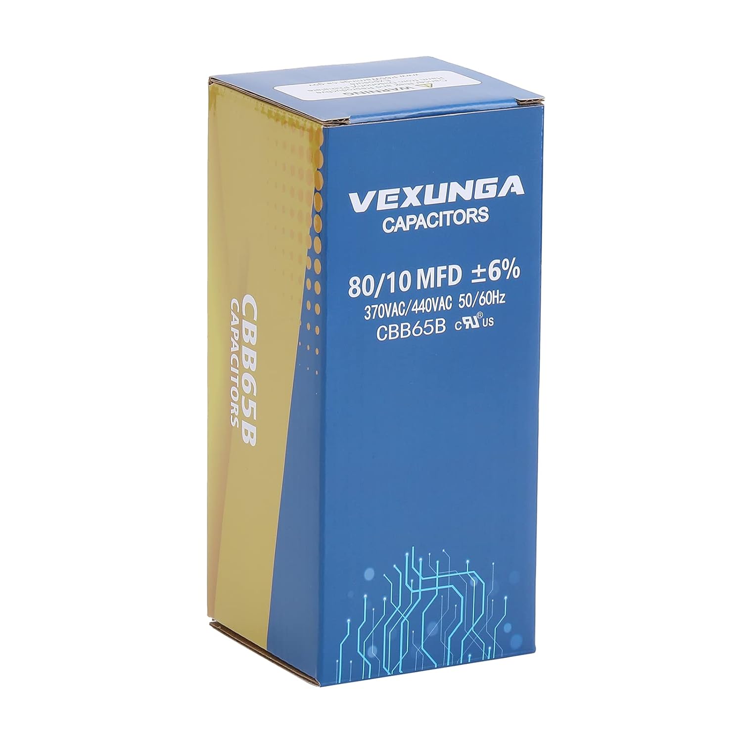 VEXUNGA 80/10 uF 80+10 MFD 370VAC or 440VAC Dual Run Start Round A/C Capacitor CBB65 CBB65B Air Conditioner Capacitors for AC Unit Fan Motor Start or Heat Pump or Condenser Straight Cool