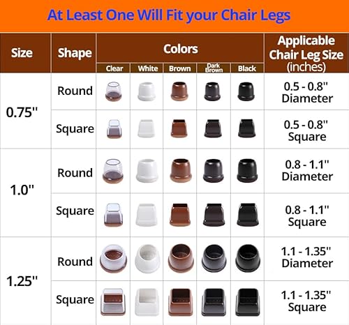 Black Silicone Chair Leg Floor Protectors With Felt, Chair Leg Caps, Silicon Furniture Leg Feet Protection Cover Protect Hardwood Floor Black Brown Clear 8 Pcs (Round, Black Fit 0.5-0.8" - 8Pack) #TOP2