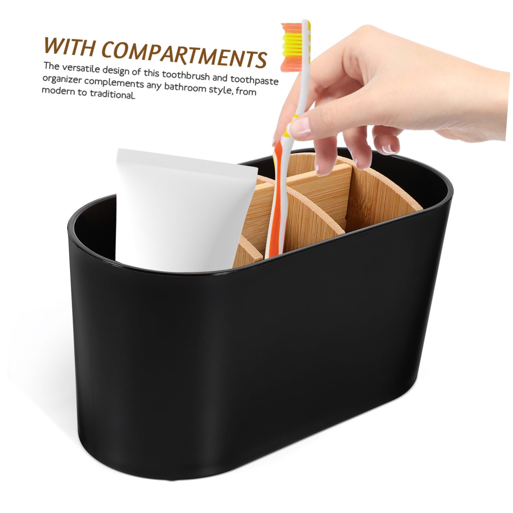 Cabilock 4piezas Soporte para Cepillos De Dientes y Pasta De Dientes De Bambú Organizador De Baño Desmontable y Antideslizante para Mantener El Mostrador Ordenado Desorden
