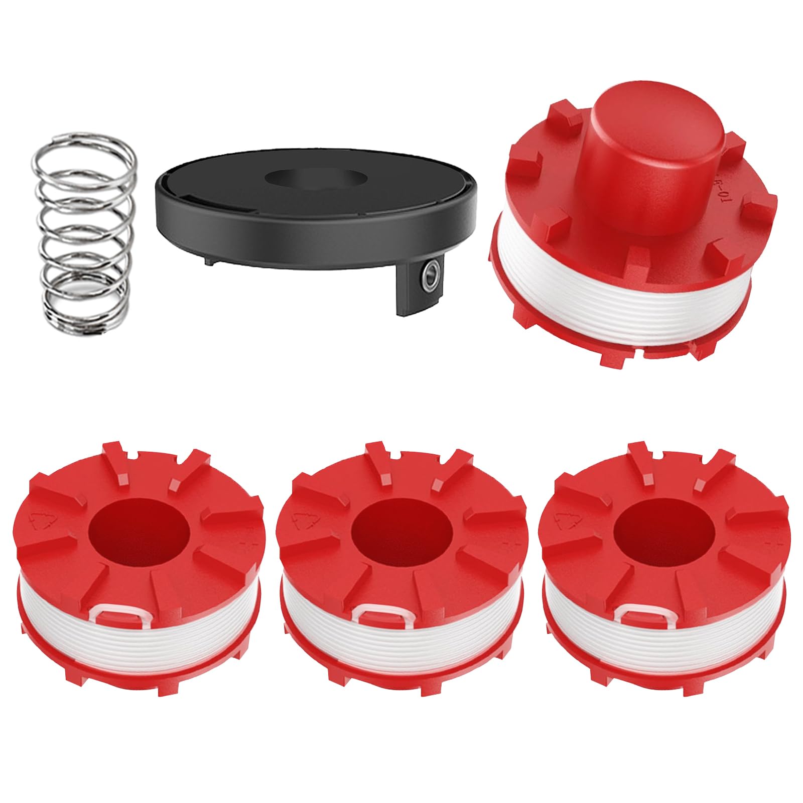 4 Bobinas de Hilo Compatibles con Einhell 3405096, Bobina de Hilo de Repuesto para Einhell GE-CT 36/30 LI E SOLO,AGILLO 18/200,Ø2mm 8m(4 Bobina+1 Tapa+1 Primavera)