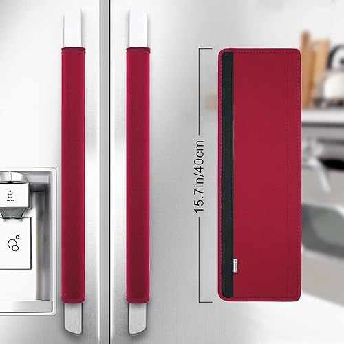 Vista 52 de 5 piezas de cubierta de manija de puerta de refrigerador, lavable para electrodomésticos de cocina, nevera, horno, microondas, lavavajillas, Cian