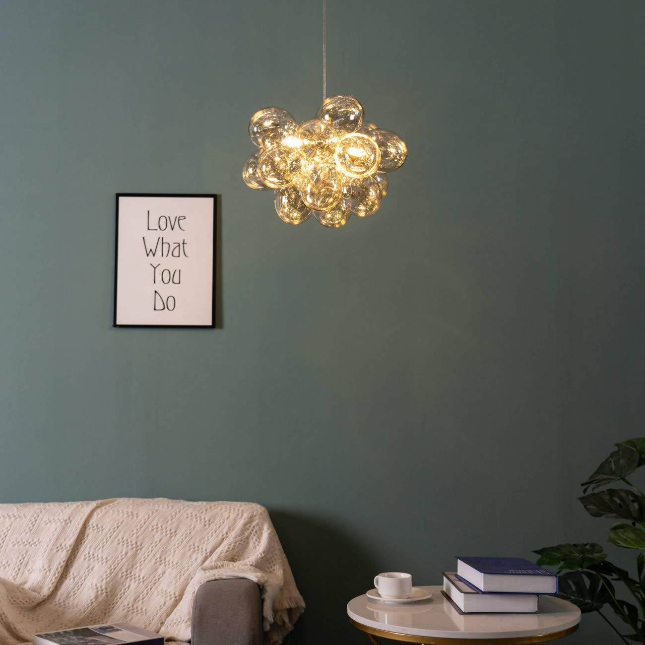 KOSILUM - Suspension contemporaine à 17 verres ambrés - Bartali - Lumière Blanc Chaud Eclairage Salon Chambre Cuisine Couloir - - - G9 - IP20