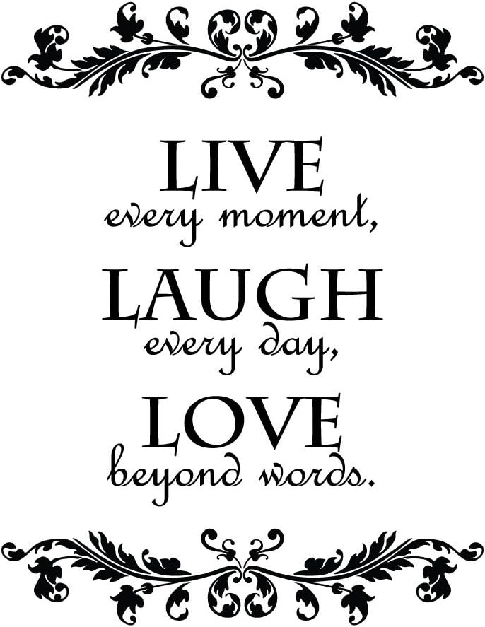 Newclew Live Every Moment, Laugh Every Day, Love Beyond Words Wall Quote Decal Sticker Art DÃƒ©cor