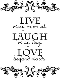 Newclew Live Every Moment, Laugh Every Day, Love Beyond Words Wall Quote Decal Sticker Art DÃ©cor
