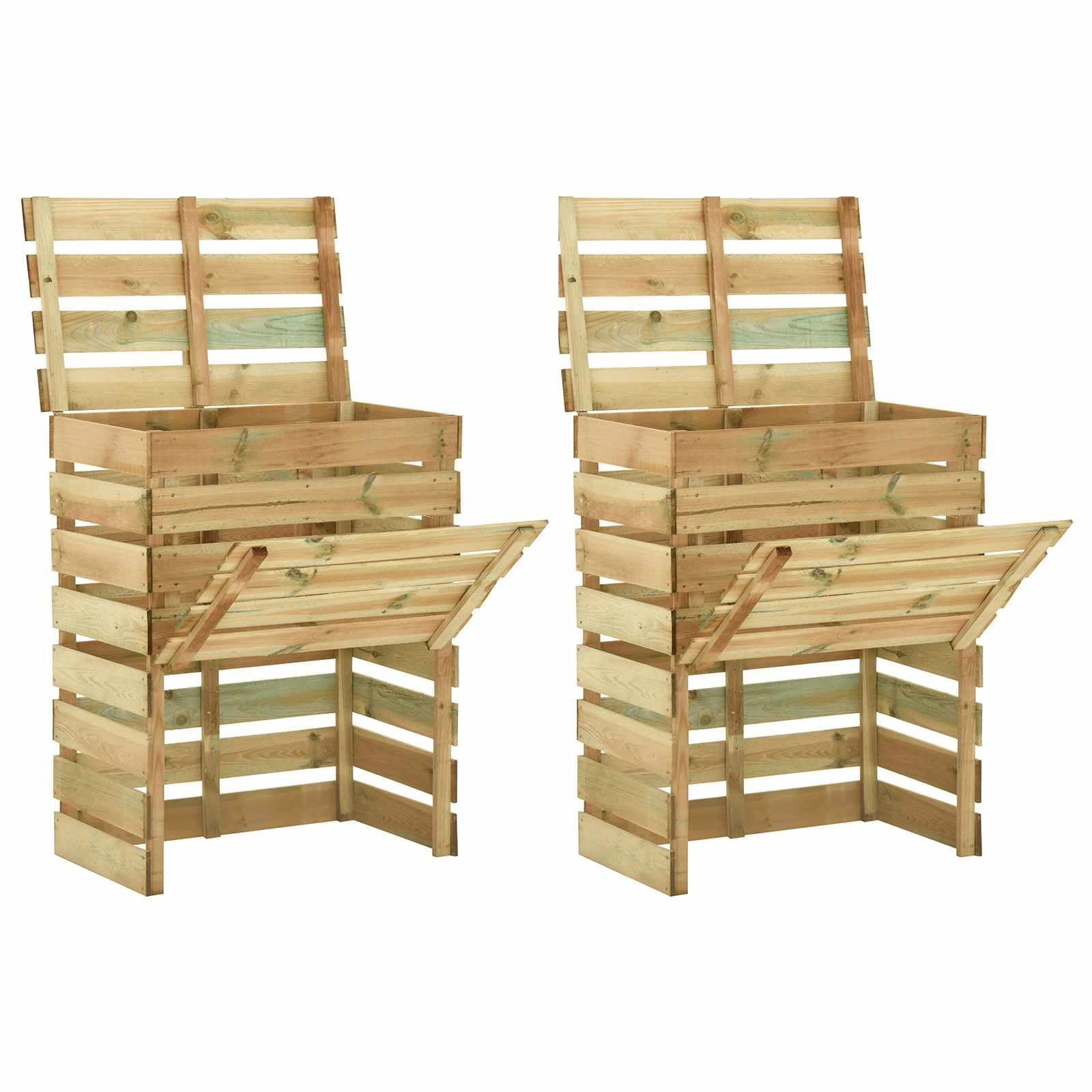 vidaXL Compostiera da giardino a listelli 2 pcs Verde