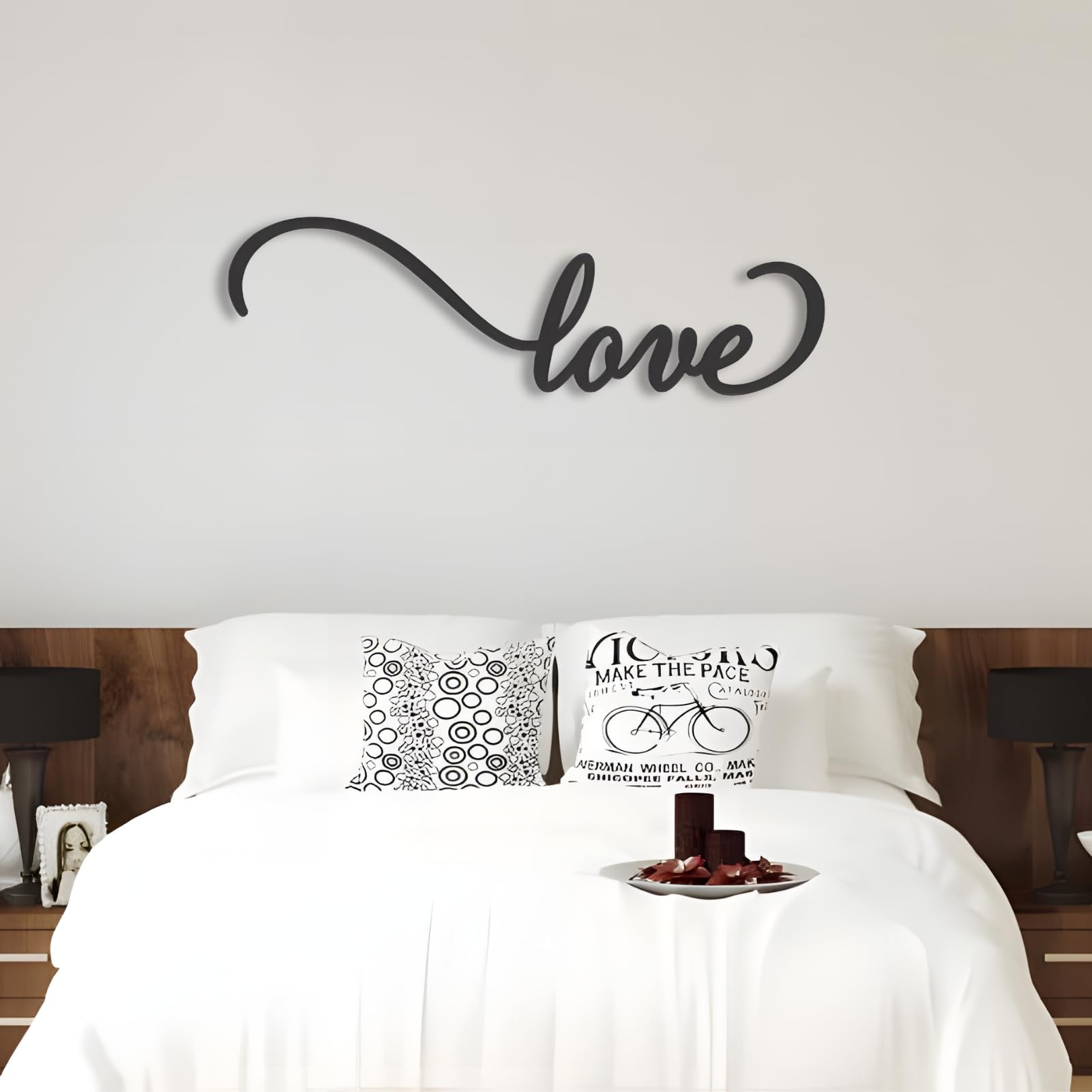 Grande Decorazione murale Astratta in Metallo con la Scritta Love, Ideale per Soggiorno e Camera da Letto, Disponibile in Diverse Misure (20x6, 24x7, 35x11 Pollici) (60x18 cm)
