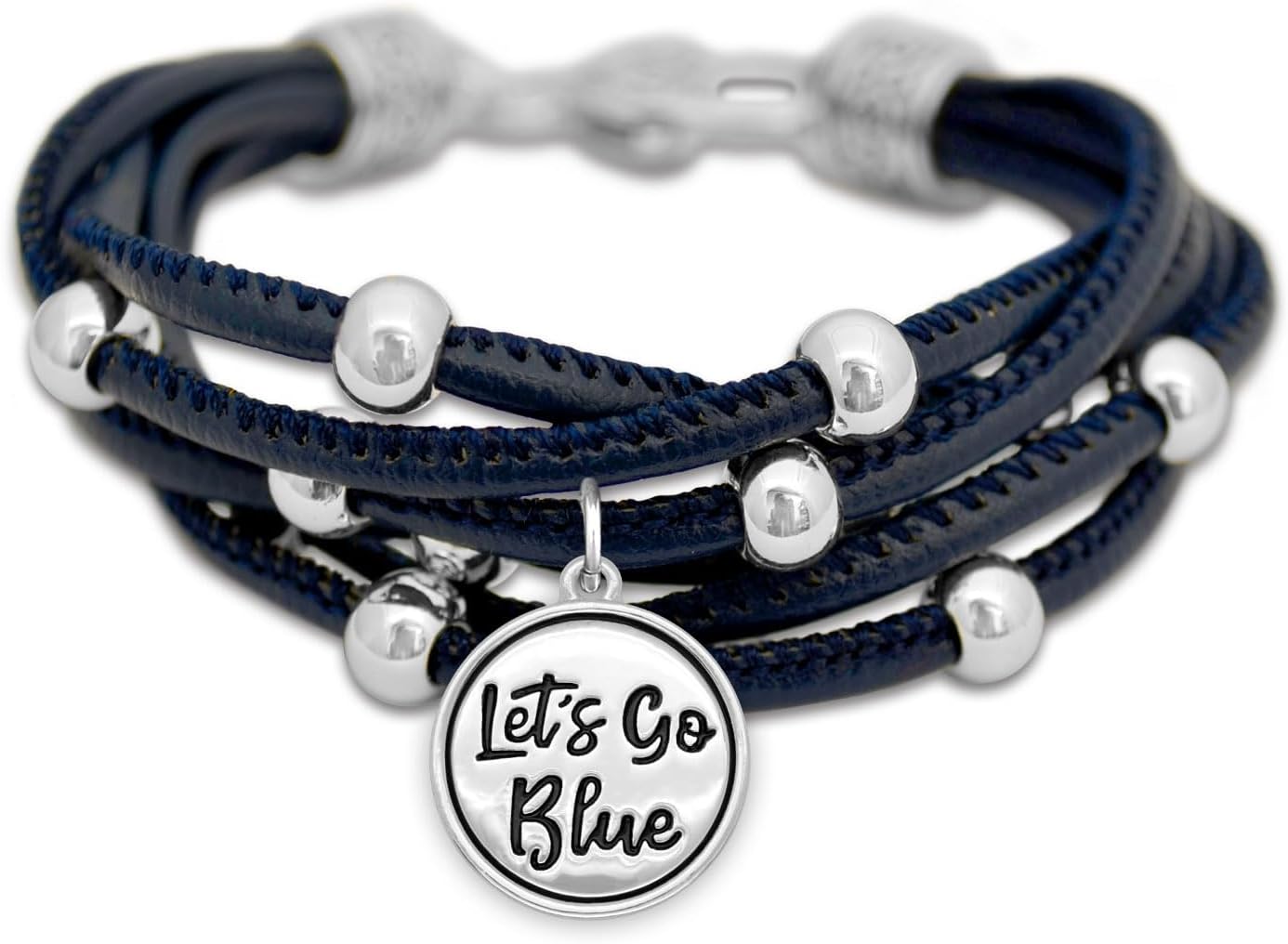 Leather Cord Bracelet Silver Beads 7.5 Inch Officially Licensed