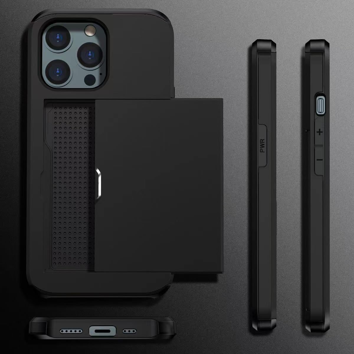 Compatible with iPhone 11 Pro Max Case with Card Holder, Silicone Card Slot case, Soft, Shockproof, Credit Card Protective Cover for iPhone 11 Pro Max Black - Image 3