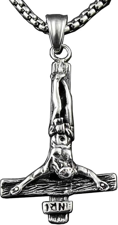 Men Cross of St Peter Stainless Steel Anti Cross Inverted Cross pendan Necklace