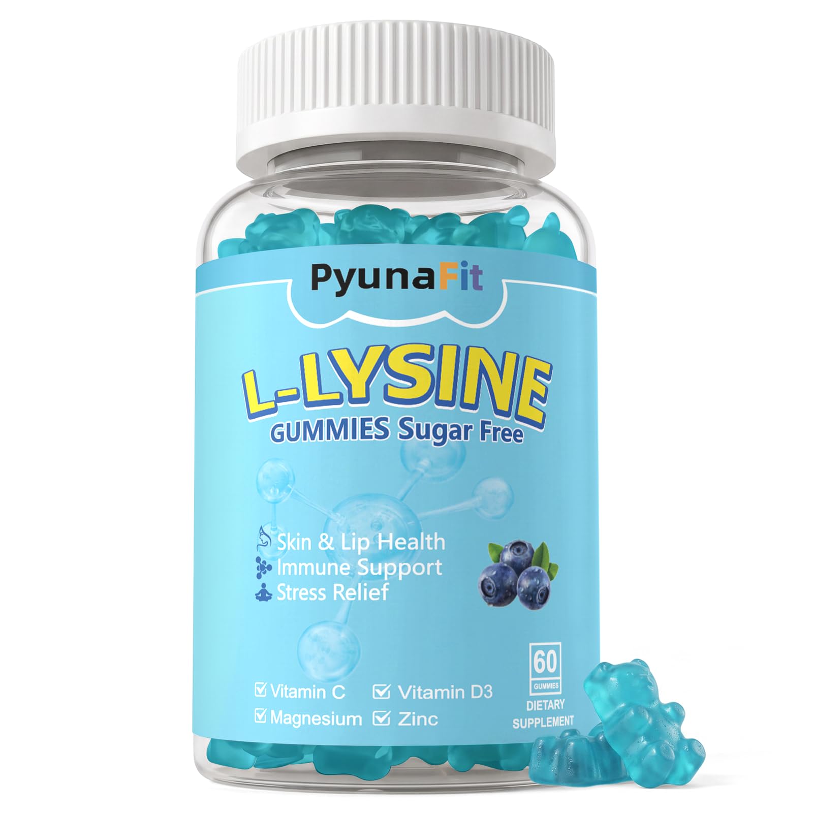 L-Lysine Gummies 1000mg, 5-in-1 Formula for Adults, 60 Ct