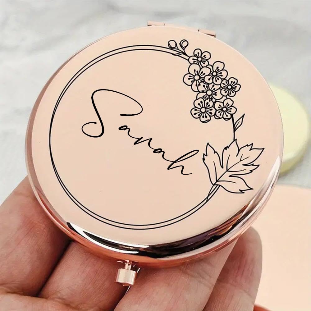 Specchio compatto personalizzato per il trucco, specchio tascabile personalizzato per bomboniere per gli ospiti specchio pieghevole souvenir di nozze